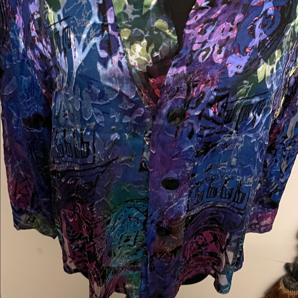 Chico's Vibrant Blue and Purple Blouse - Picture 3 of 8